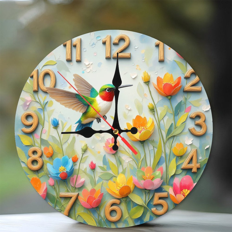 Horloge florale colibri