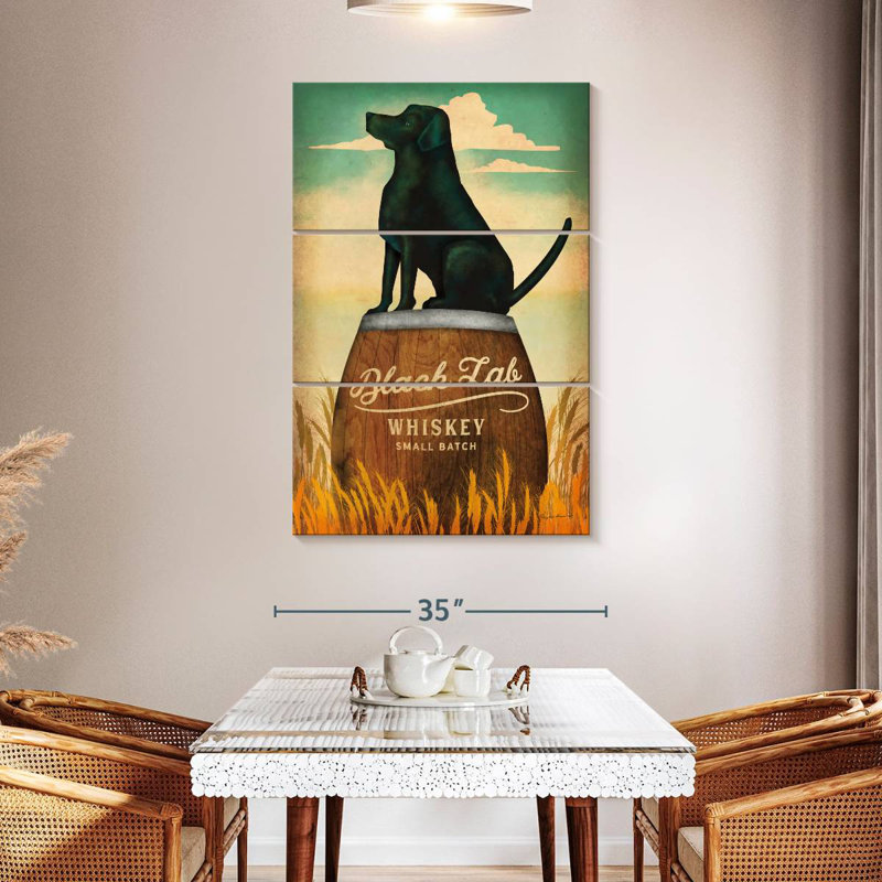 Brampt Black Lab Whiskey, 50" H x 32" W