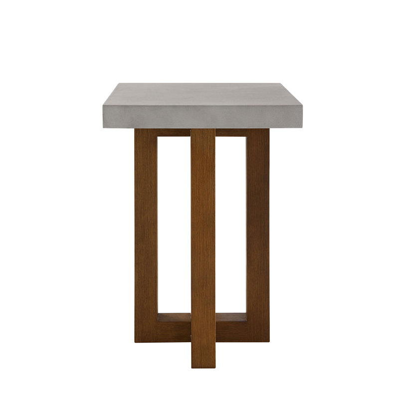 Table de bout en faux béton et finition noyer