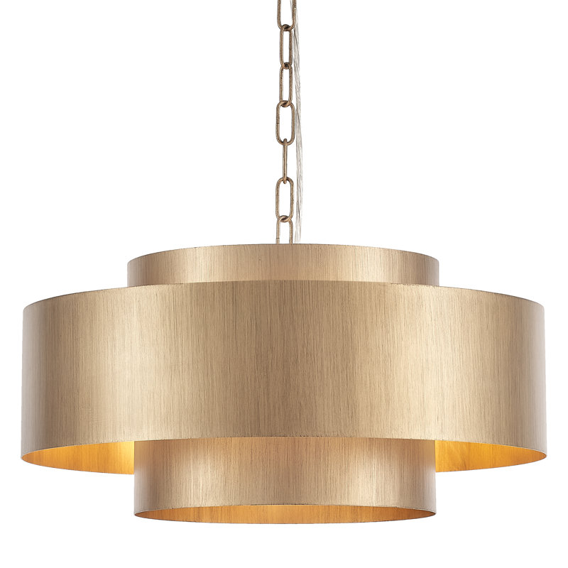 4-Light Dimmable Drum Chandelier Brushed Brass