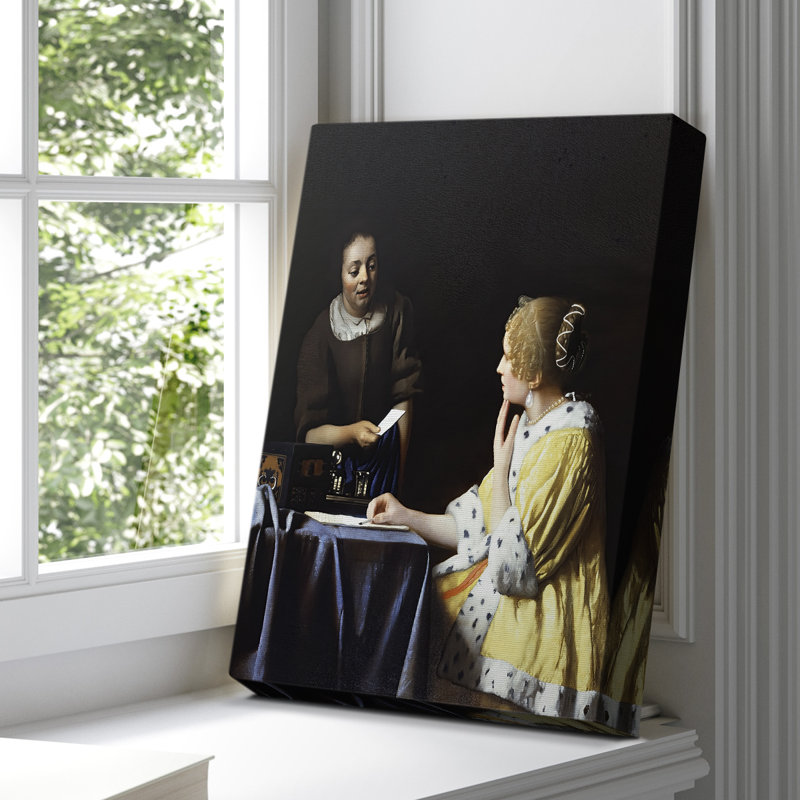 «Mistress and Maid» - Toile tendue sur châssis par Jean Vermeer, 8 x 12