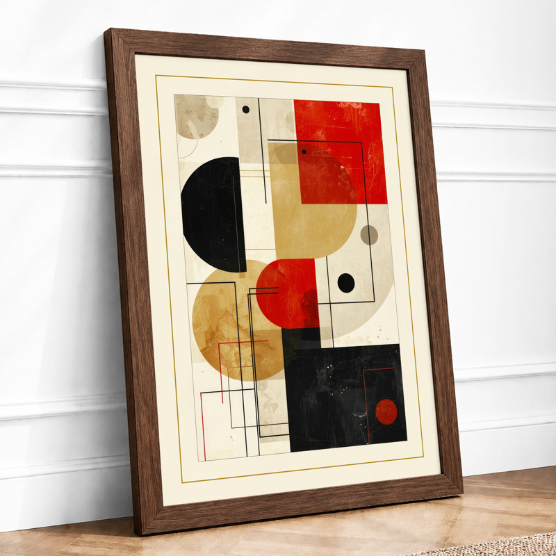 Balance Geometric - Framed Print, A2 - 59.4 x 42.0 cm, Walnut