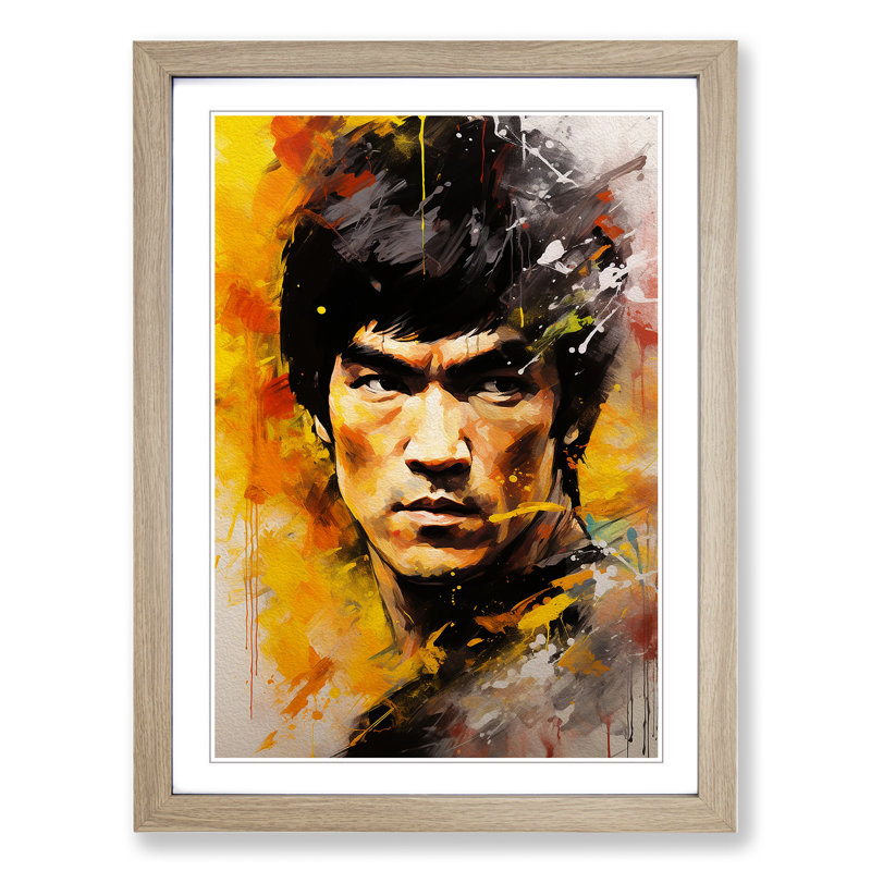 Bruce Lee Expressionism Art - Framed Print, Oak, 34cm H x 25cm W x 2cm D