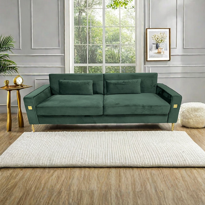Canapé Lucian Luxe avec détails dorés, Vert
