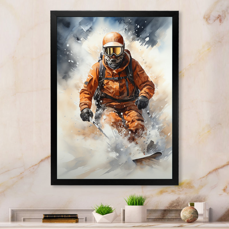 " Alpine Skiing Adventures II ", Black Single Picture Framed, 32" H x 24" W x 1" D