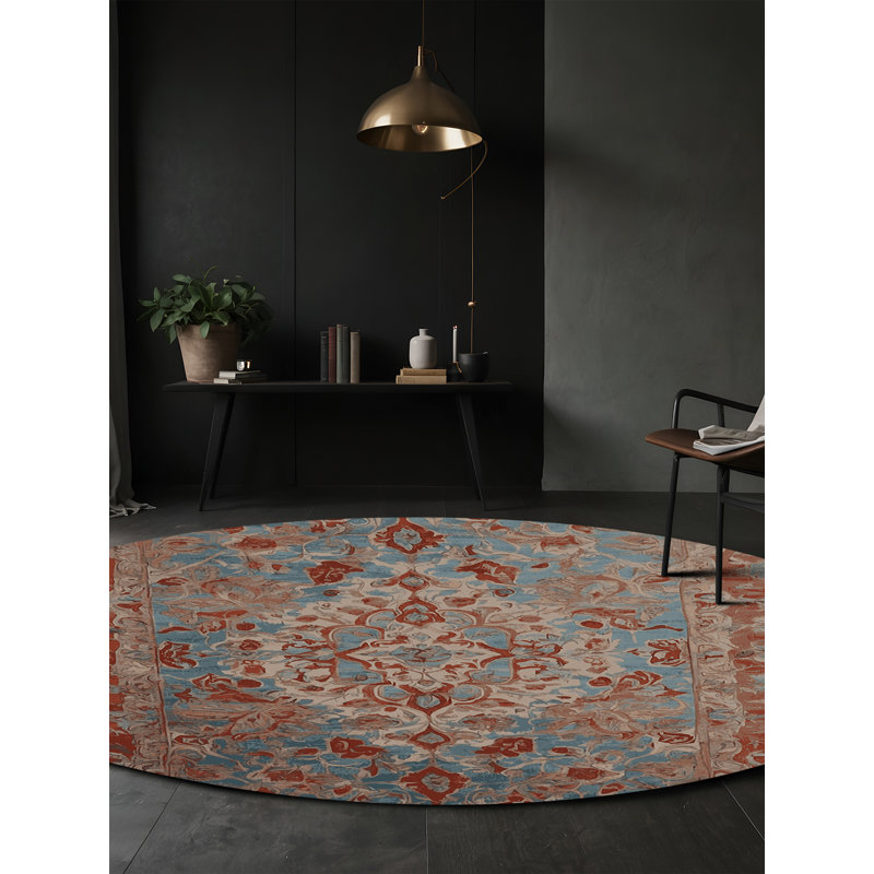 Machine Washable Brown Area Rug, Round 8'