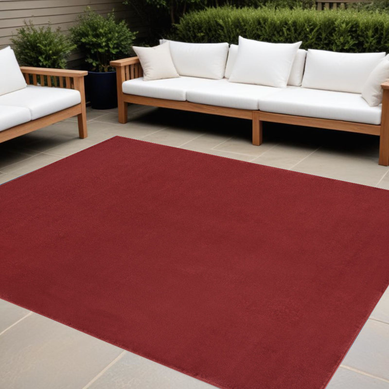 Tapis d'extérieur 9 pi x 12 pi rouge brique résistant aux taches