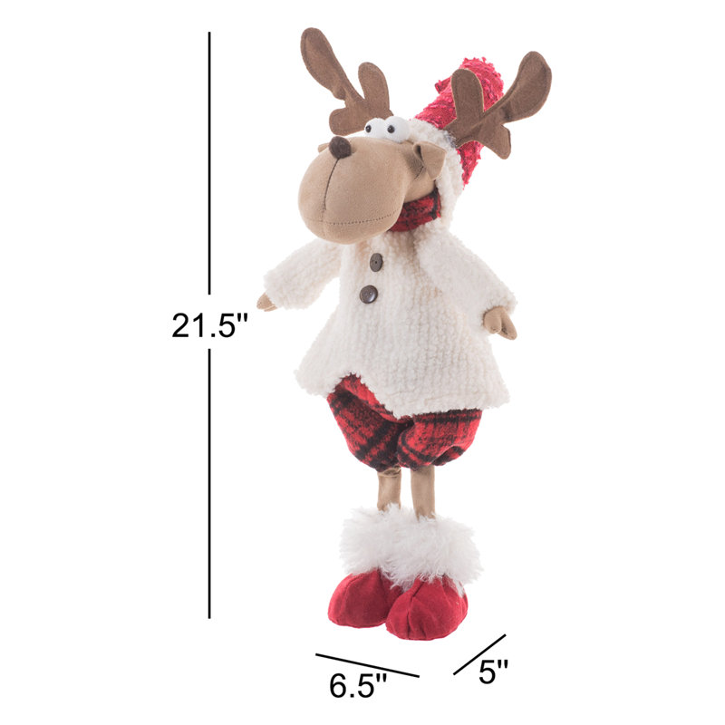 Red/White Polyester Standing Boy Moose