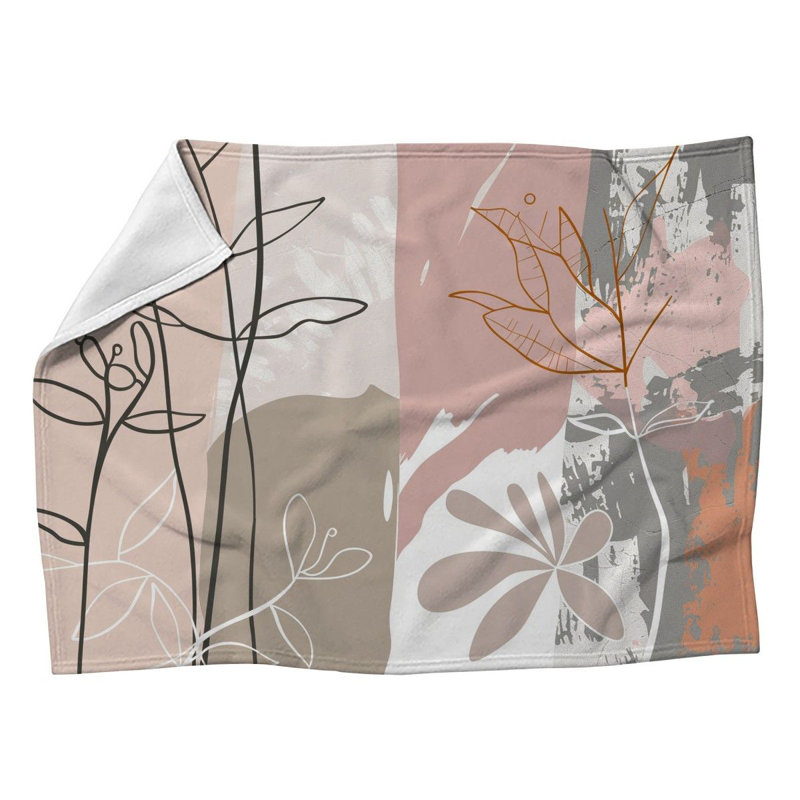 Botanical Cool Pattern Machine Printed Throw Blanket, Queen
