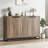 必填55" Buffet Storage Cabinet, Sideboard Modern Credenza with 4 Doors and Shelves, Accent Coffee Bar Table for Kitchen Dining Room, Living Room-2059687969