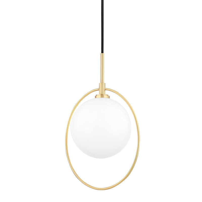 Luminaire suspendu sphérique à 1 lumière Rodolph, Laiton vieilli