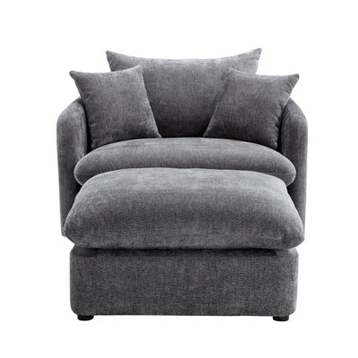 Oversized Chenille Swivel Accent Chair Set For Modern Living Room