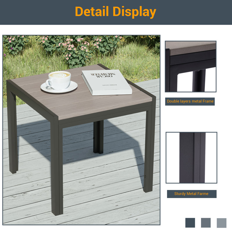 Mazure 3 Piece Patio Wicker Conversation Set with Side Table, Sand