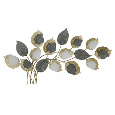 Two-Tone Textured Leaf Metal Wall Art – 46.5" Decorative Nature-Inspired Sculpture