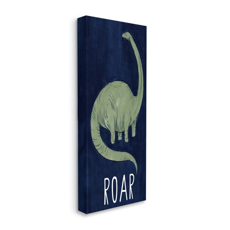 Grand texte de dinosaure vert sur fond bleu, Toile tendue, H 30 po x l 13 po