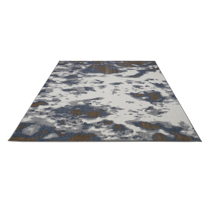 Ivoire abstraits de Toronto/Tapis décoratif gris anthracite, Rectangle 3 pi 11 po x 5 pi 7 po