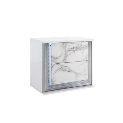 MOON WHITE MARBLE NIGHTSTAND WITH LED