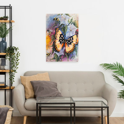 Art contemporain, abeille papillon sereine délicate