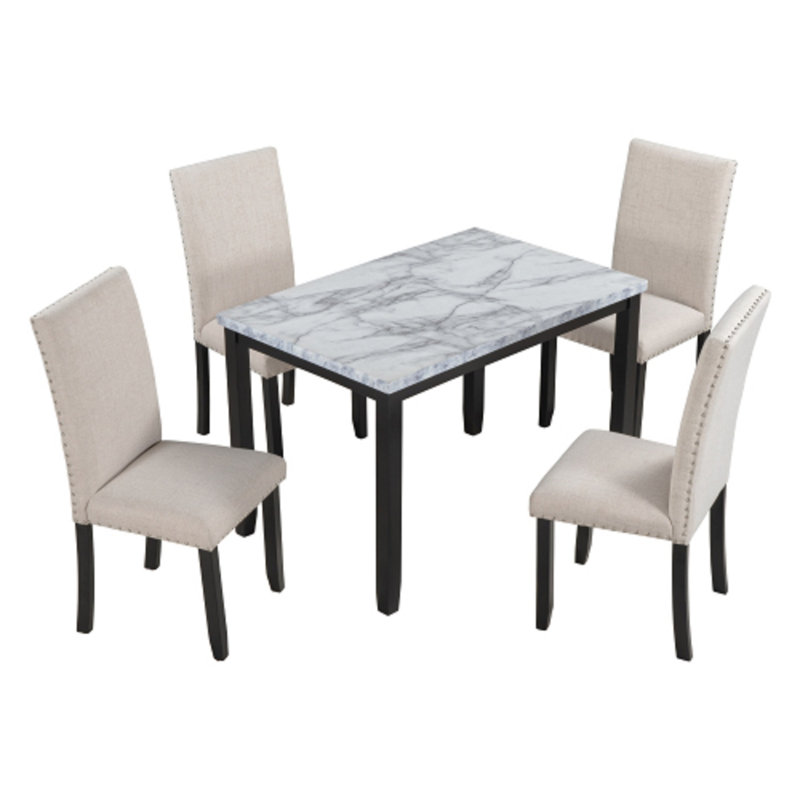 4 - Person Four Leg Dining Set, White
