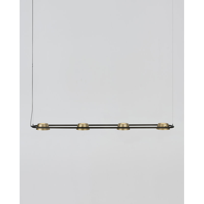 Luminaire suspendu linéaire à 4 lumières pour îlot de cuisine Raya, Or champagne