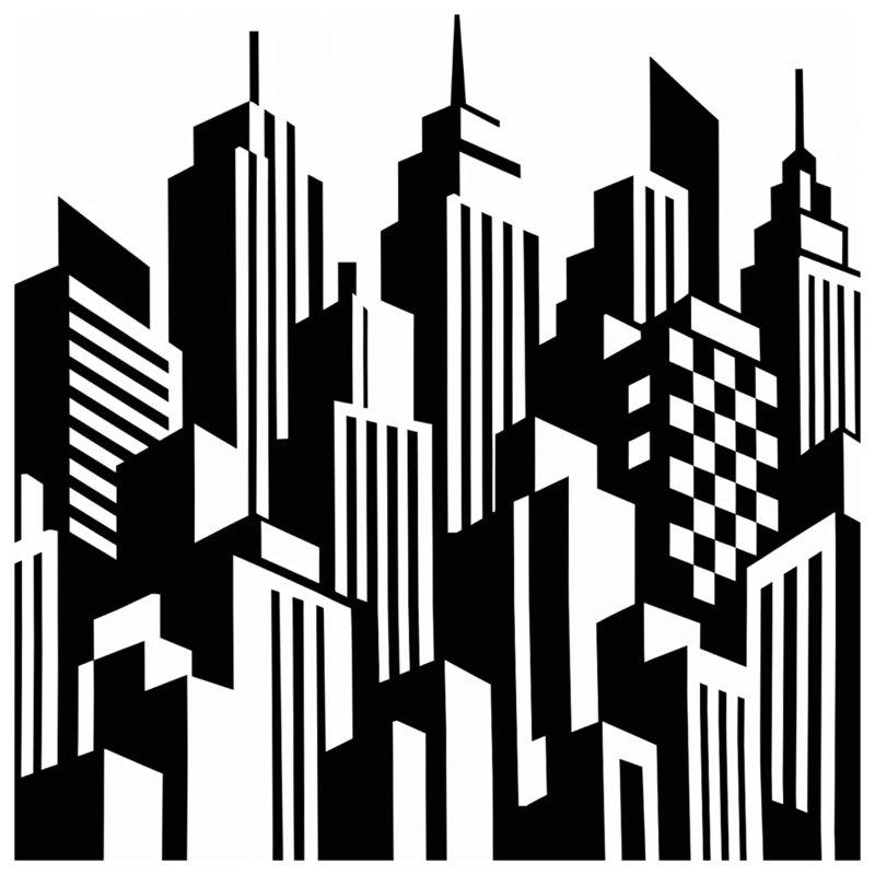 Couvertures noires et blanches Cityscape, 60in W x 80in H