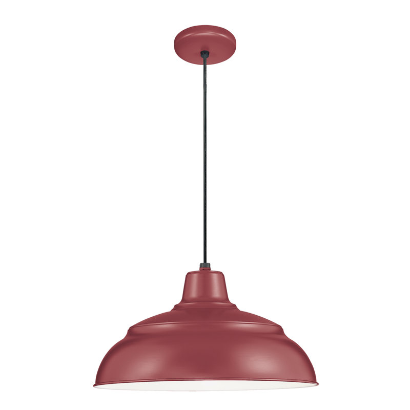Abrahamson 1 - Light RLM Single Dome Pendant, Satin Red, 9.25" H x 17" W x 17" D