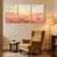 Assortiment de bouquets de fleurs, ciel pastel et chemin de terre, ensemble de 3 impressions sur toile-1365867405