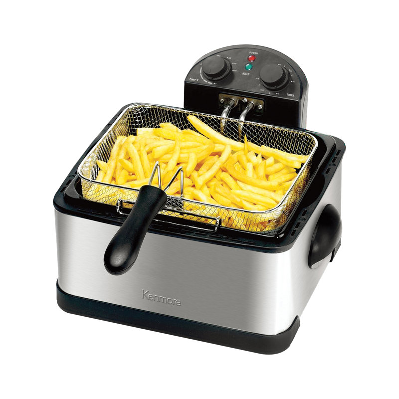 Kenmore 1700W 4 Liter Electric Deep Fryer & 3 Frying Baskets with Adjustable Temperature & Timer 