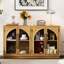 Buffet arqué à 4 portes avec façade en verre, hauteurs de tablettes réglables, poignées en métal naturel, design rétro et poignées en métal, trous de câbles, serrure silencieuse pour rangement de meubles de cuisine avec portes en verre,