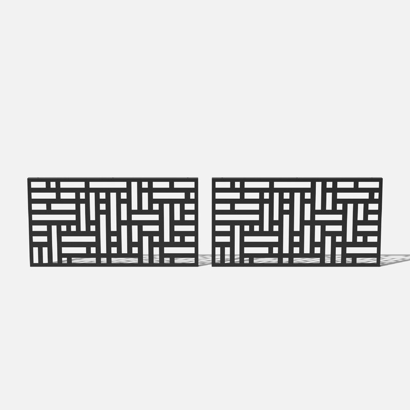 Screen Series Block Pattern Plastic Black Screen Panel (Set of 2)