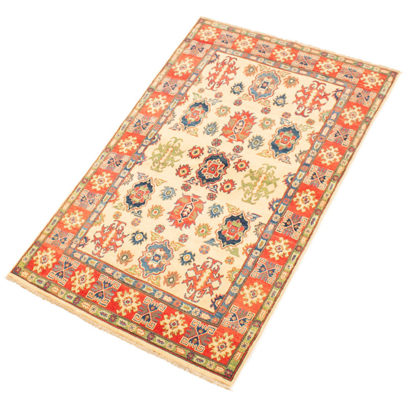Tapis unique en laine noué à la main Gazni crème de 3 pi 9 po x 5 pi 11 po Kaleb