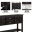 Console 48 po en bois massif avec 2 tiroirs, armoires et tablette inférieure - Buffet de salle à manger de style rétro-132994723-132994726