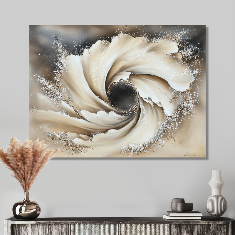 Celestial beige vortex d'illusion - décoration murale en métal bord de mer, impression nautique en métal