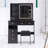 37" Middle Size Left Drawer Desktop Vanity Table + Cushioned Stool, Large Sliding, Touch Control, Tri-Color Switching, Brightness Adjust LED Mirror, High Capacity Storage, Suitable For Large Space-1154171922