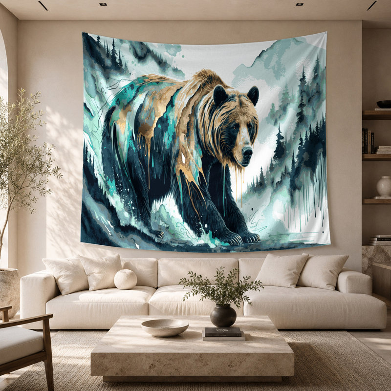 Tapisserie murale «Wildlife Spectacled Bear», 68" x 80"