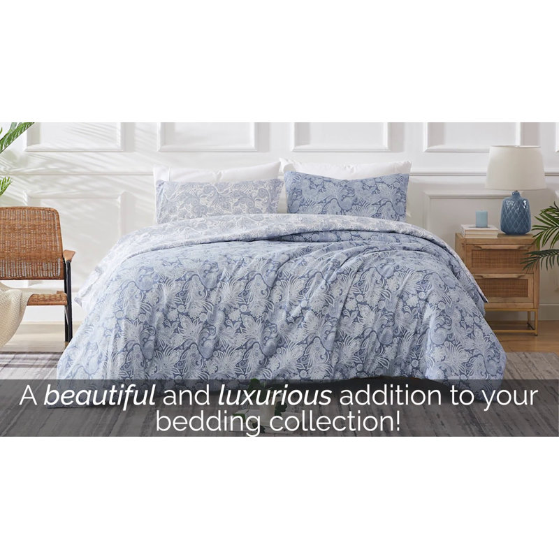 Paisley Taupe and Blue Microfiber Twin/Twin XL Duvet Cover Set