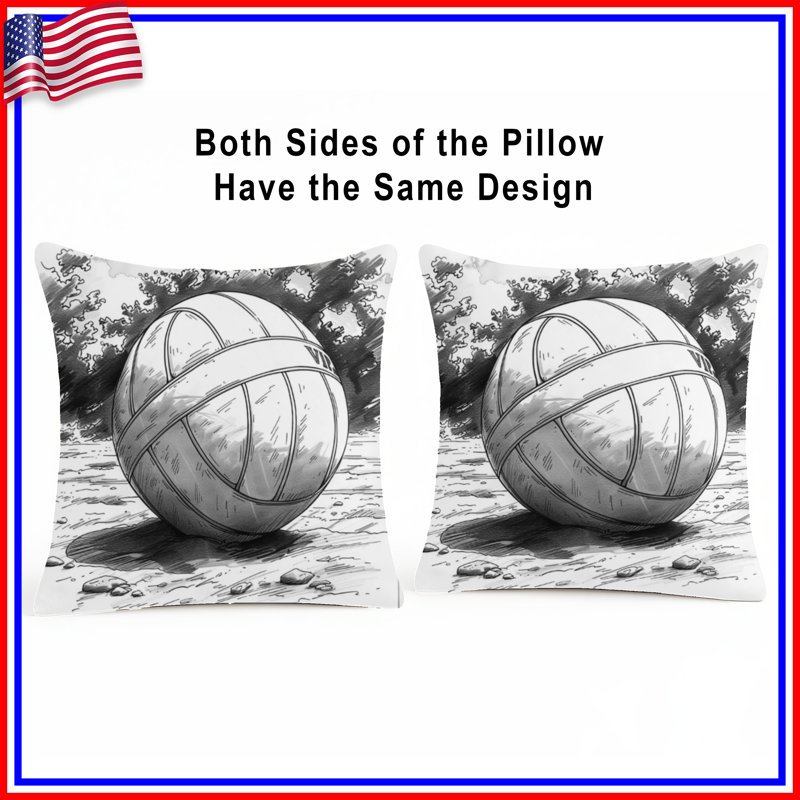 Coussins Volleyball On Beach, 26 x 26 inches, Gris clair / noir