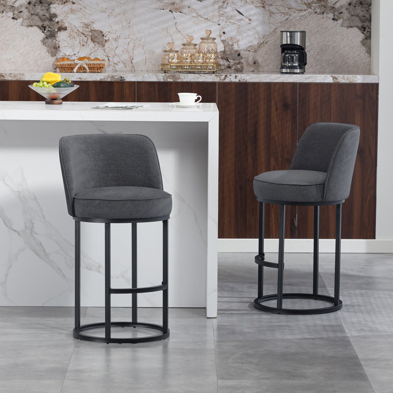 Ensemble de 2 tabourets de bar à hauteur de comptoir, Gris