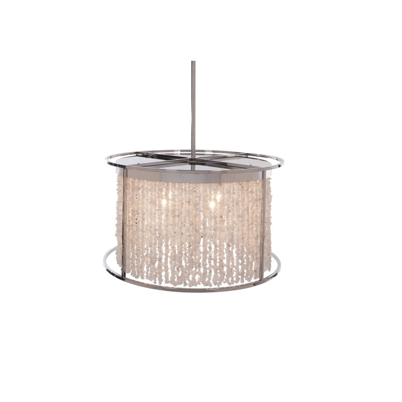 Lustre cylindrique unique / remarquable à 4 lumières Atiyanna, Nickel poli