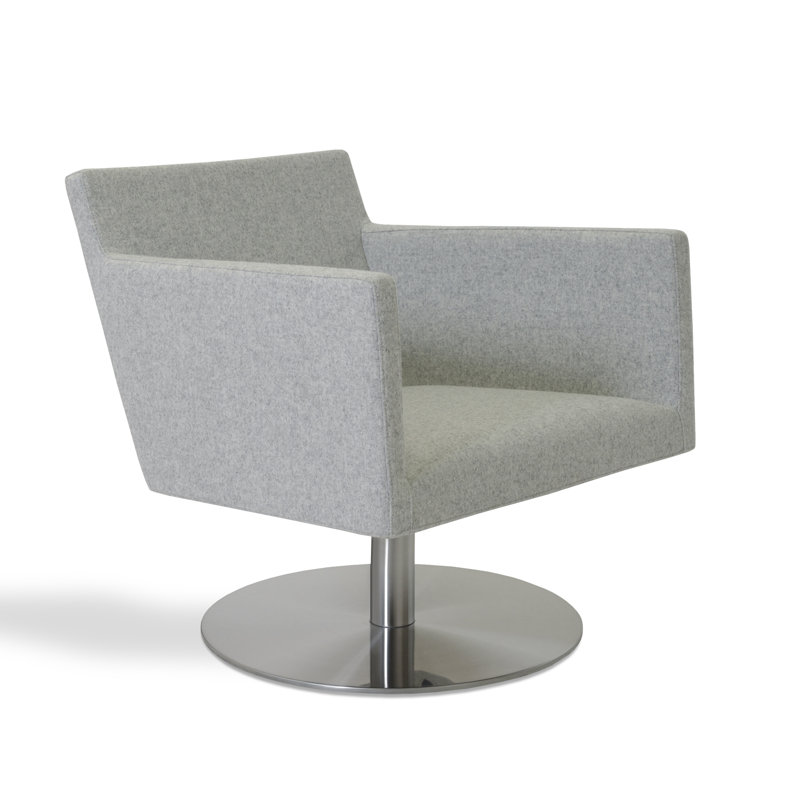 Harput Swivel Lounge, Silver Wool