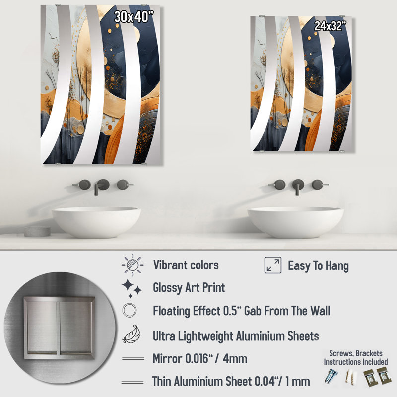 Boyadjis - Miroirs muraux décoratifs paysages abstraits, 32 po x 24 po