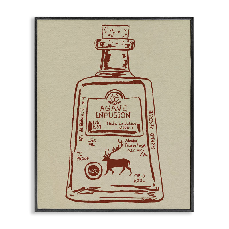 Giclée encadrée d'essence de liqueur simple, design par Melissa Wang, H 14 po x l 11 po, Giclée encadrée noir minuit