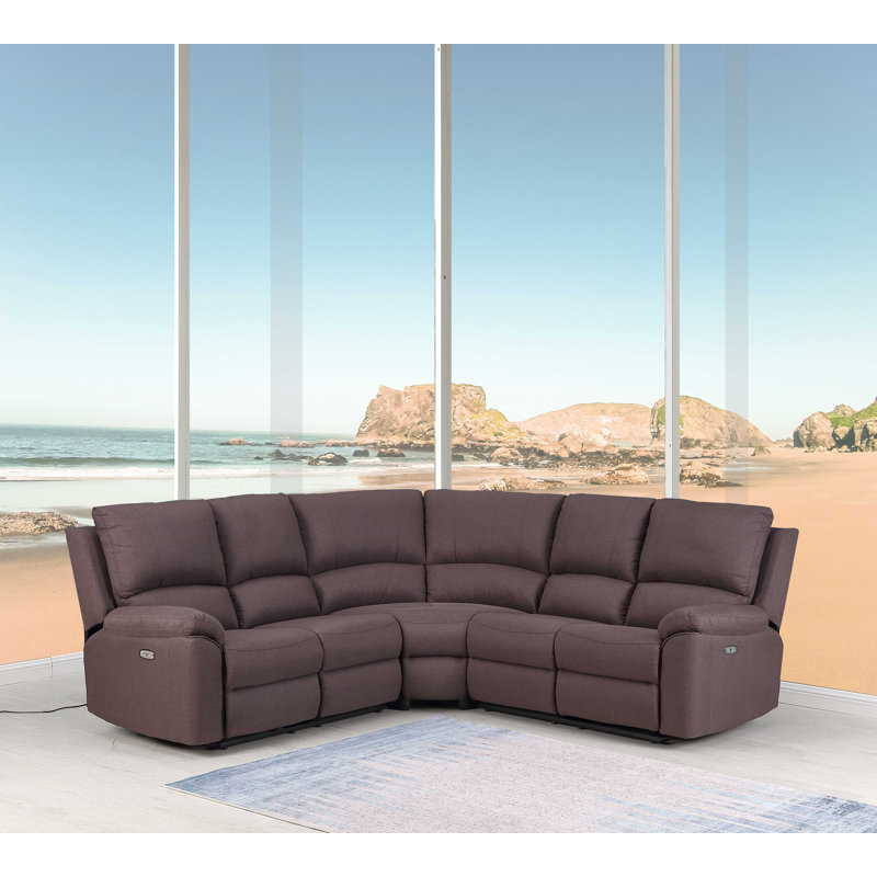Canapé modulaire inclinable en microfibre / microsuède de 87 po Annaira, Électrique