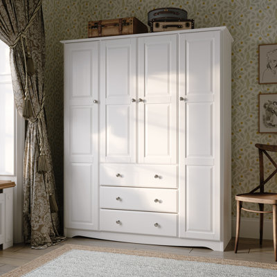 Mcclintock Musman Family 100% Solid Wood 4-door Wardrobe Armoire with Metal Knobs