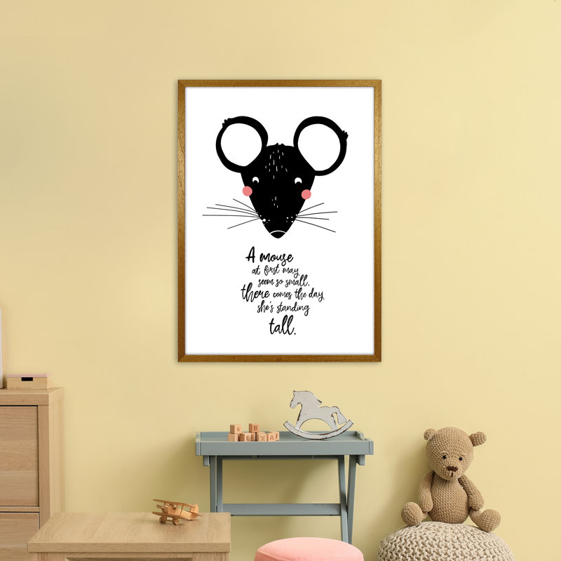 Mouse by Miniofmine - Print, 88cm H x 64cm W x 3cm D, Brown Framed
