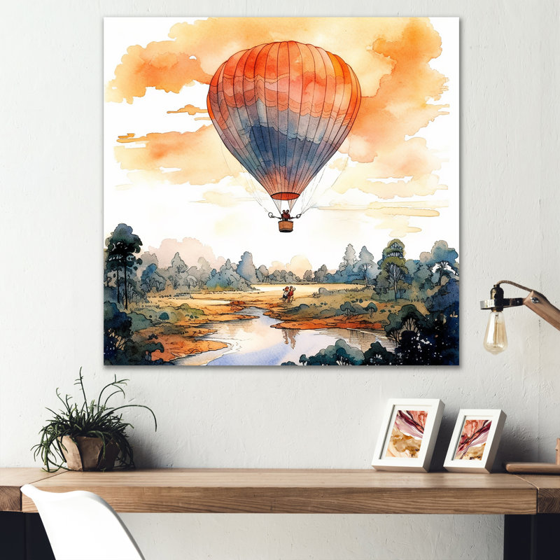 Montgolfière, paysage de rêve I, Toile tendue, H 16 po x l 16 po x P 1 po