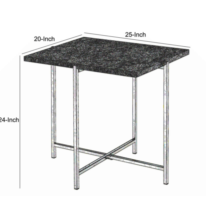 Table de bout contemporaine en marbre avec base en tréteaux