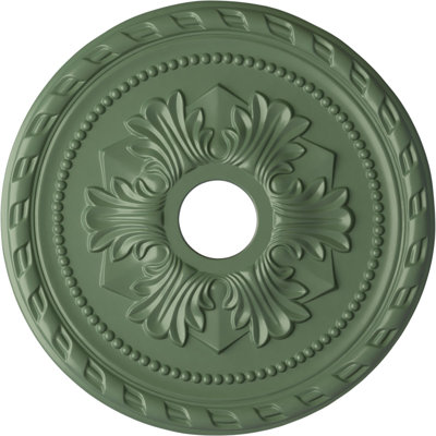 Endurathane Palmetto Ceiling Medallion, 20 7/8"OD x 3 5/8"ID x 1 5/8"P (Fits Canopies up to 5"), Hand-Painted Athenian Green Finish