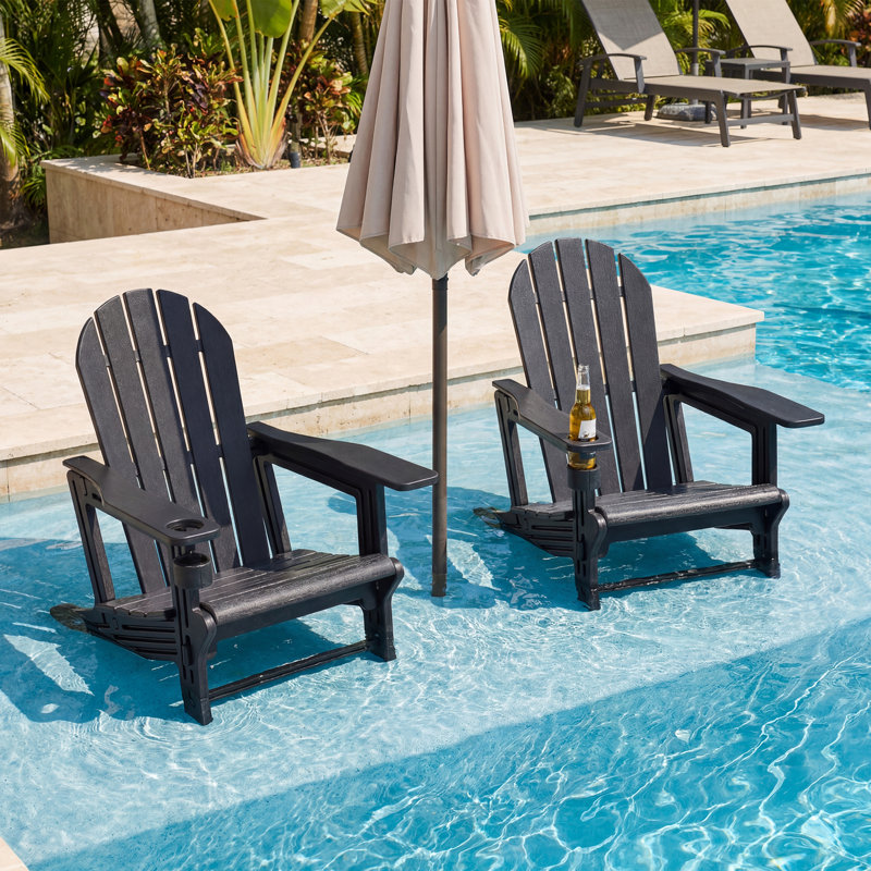 HDPE Folding Adirondack Chair, Black