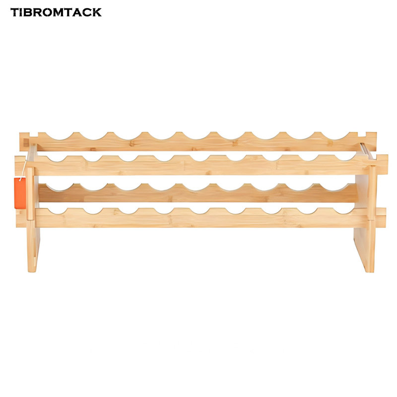 Support à vin modulaire empilable en bois de bambou pour 18 bouteilles TIBROMTACK
